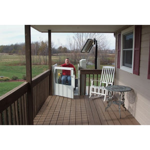 Outdoor Handicap Lift with Solar Panel at Deck Level