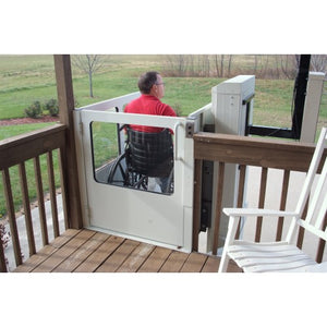 Exiting Porch onto Outdoor Wheelchair Lift with Gate